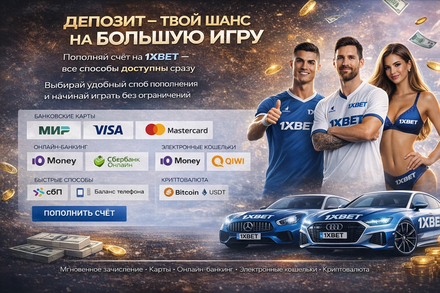 пополнение счета на 1xbet
